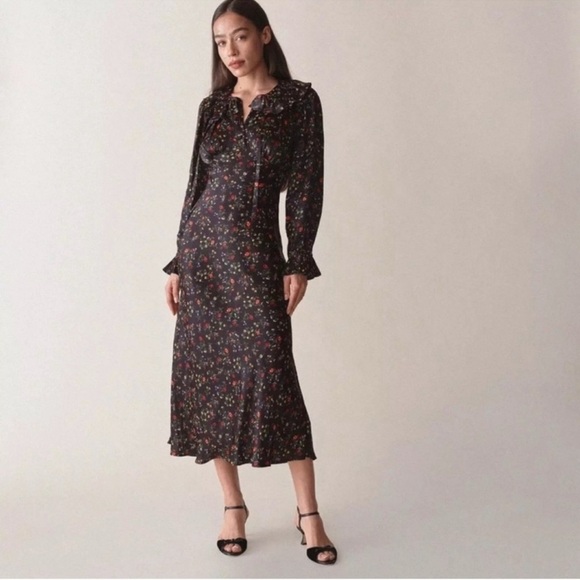 Doen Solaire Windswept Wildflower Peter Pan collar Midi Dress Modest formal XXL - Picture 1 of 9